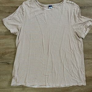 Old Navy Luxe Tan and White Striped Tee